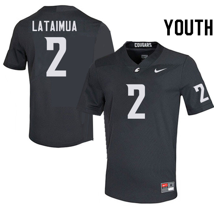 Youth #2 Jackson Lataimua Washington State Cougars College Football Jerseys Stitched-Charcoal